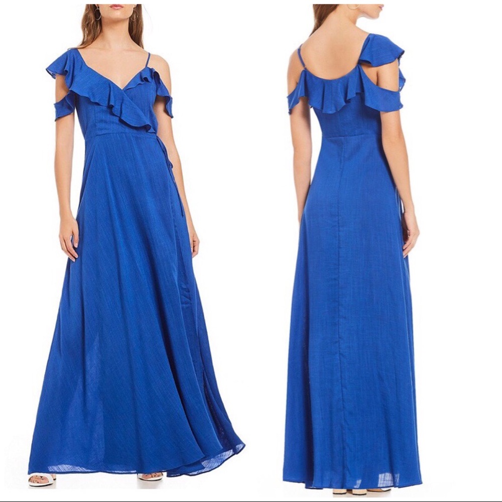 New Ruffle Front Wrap Maxi Dress